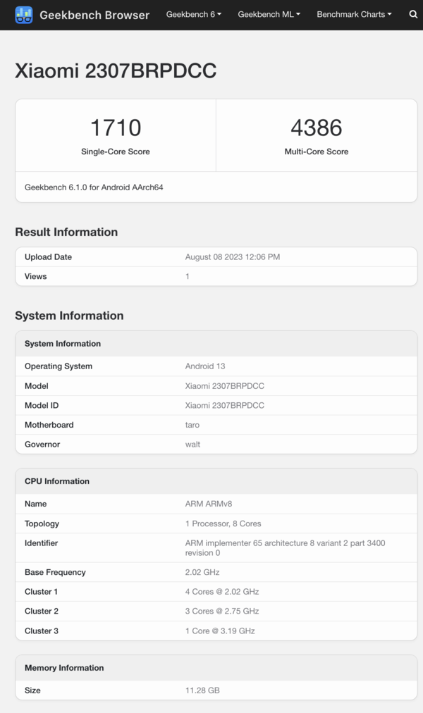 (Afbeeldingsbron: Geekbench)