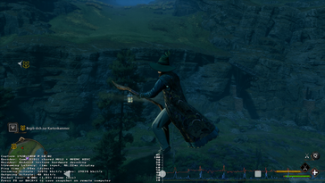 Dit werkt ook: Hogwarts Legacy via lokale streaming - let op de prestatiecijfers linksonder (Afbeelding bron: Notebookcheck)