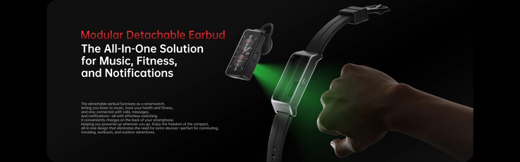 Eén module bestaat uit een oordopje dat ook als smartwatch werkt (Afbeeldingsbron: Oukitel)
