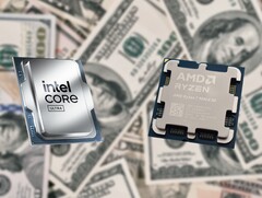 AMD en Intel brengen naar verluidt in 2026 opvolgers uit van hun huidige generatie Zen 5 (afbeelding rechts) en Arrow Lake (afbeelding links) CPU&#039;s. (Afbeeldingsbron: Unsplash, Intel, Notebookcheck, bewerkt)