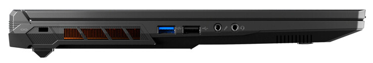Linkerzijde: sleuf voor een kabelslot, USB 3.2 Gen 1 (USB-A), USB 2.0 (USB-A), microfoon in, audio combo