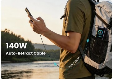 De Podix PR70 is voorzien van een ingebouwde, intrekbare USB-C-kabel