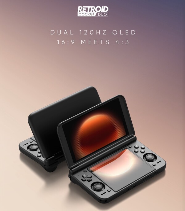 De Retroid Pocket Duo beschikt over twee 120 Hz-schermen.