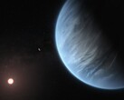 Een artistieke weergave van een exoplaneet en een ster.