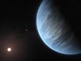 Een artistieke weergave van een exoplaneet en een ster.
