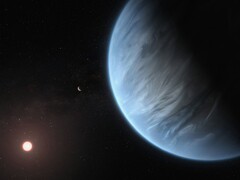 Een artistieke weergave van een exoplaneet en een ster.
