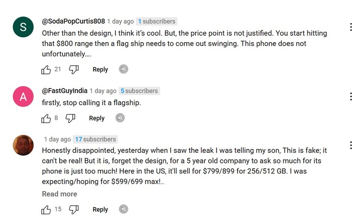 Top 3 reacties op de video van PhoneArena over Nothing Phone (3)