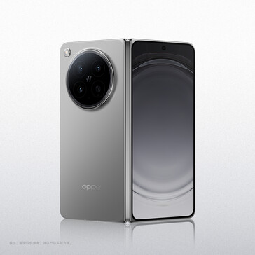 De Oppo Find N6 in de kleur Original Titanium.