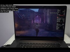 Star Wars Outlaws draait op een MacBook Pro M3 Max met Crossover Preview en Game Porting Toolkit 3.0 via D3DMetal vertaling op macOS Tahoe (Beeldbron: YouTube/Andrew Tsai)