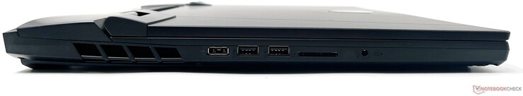 Links: DC-in poort, 2x USB 3.2 Gen2 Type-A, SD Express kaartlezer, gecombineerde audio-aansluiting