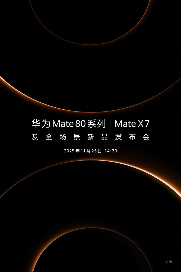 Officiële poster met releasedatum van de Mate 80-serie en de Mate X7 (Foto bron: Weibo)