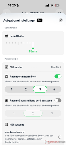 Talrijke maai-instellingen
