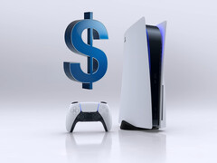 PS5-console afgebeeld onder dollarteken (Afbeelding bron: Sony PlayStation met bewerkingen)