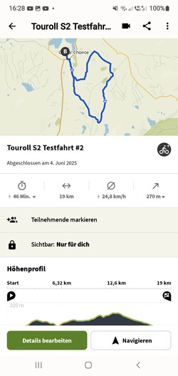testroute van 19 km met de voordelige Touroll S2 vouw-E-bike