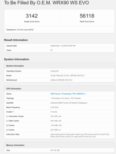 Threadripper Pro 9985WX Geekbench 7-score