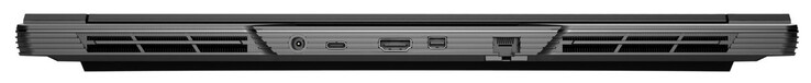 Achterkant: stroomaansluiting, USB 3.2 Gen 2 (USB-C), HDMI 2.1, Mini DisplayPort 1.4a, Gigabit Ethernet (2,5 GBit/s)