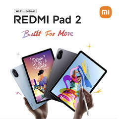 De Redmi Pad 2 is verkrijgbaar in twee kleuropties, maar niet als hij geconfigureerd is met 4G-connectiviteit. (Afbeeldingsbron: Xiaomi - bewerkt)