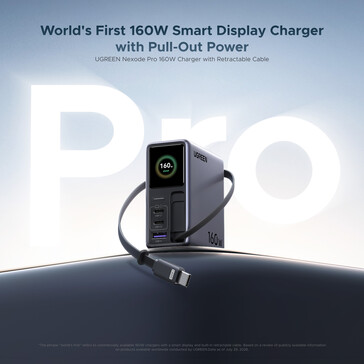 De Nexode Pro 160W-oplader heeft een ingebouwd display
