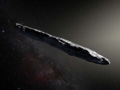 Illustratie van de eerste interstellaire asteroïde die ooit is ontdekt, 1I/ʻOumuamua. (Afbeeldingsbron: ESO, M. Kornmesser)