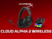 De HyperX Cloud Alpha 2 draadloze hoofdtelefoon wordt geleverd met een basisstation. Afgebeeld: een promofoto van de set. (Afbeeldingsbron: HP - bewerkt)