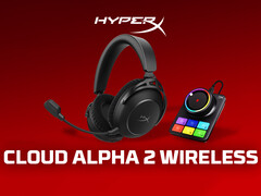 De HyperX Cloud Alpha 2 draadloze hoofdtelefoon wordt geleverd met een basisstation. Afgebeeld: een promofoto van de set. (Afbeeldingsbron: HP - bewerkt)