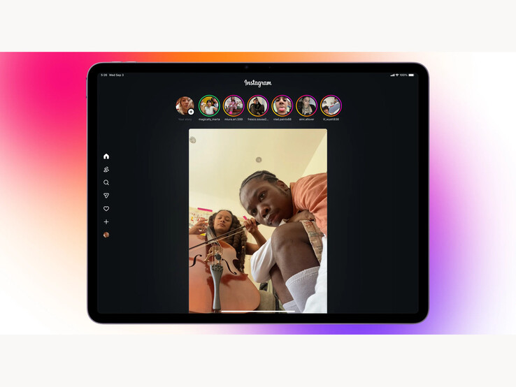 Een screenshot van de nieuwe Reels eerste interface op de nieuwe Instagram iPad app. (Afbeeldingsbron: Instagram)