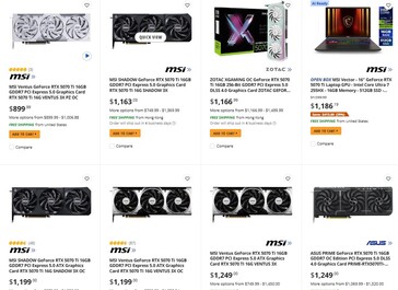 RTX 5070 Ti prijs op Newegg. (Afbeeldingsbron: Newegg)