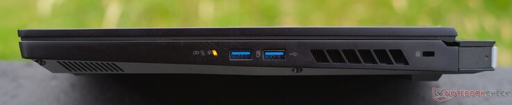 Rechts: indicatielampjes, 2x USB-A 3.2, Kensington-slot
