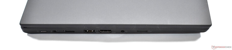 links: 2x Thunderbolt 4, miniEthernet, USB A 3.1 Gen 1, HDMI 2.0, 3,5 mm audio, microSD