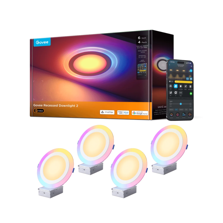 De Govee 6-inch Slimme Inbouwlamp Pro met Nachtlampje. (Afbeeldingsbron: Govee)
