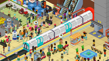 Een afbeelding van een metrostation in Overcrowd: A Commute 'Em Up. (Afbeeldingsbron: Steam)