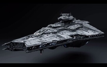 Onze referentieafbeelding SHIP-001 van het uit bouwstenen opgebouwde schip, een screenshot uit onze eerste video