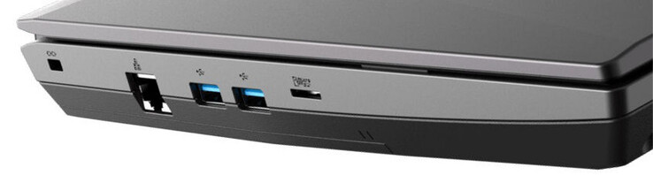Linkerzijde: slot voor kabelslot, Gigabit Ethernet, 2x USB 3.2 Gen 2 (USB-A), geheugenkaartlezer (MicroSD)