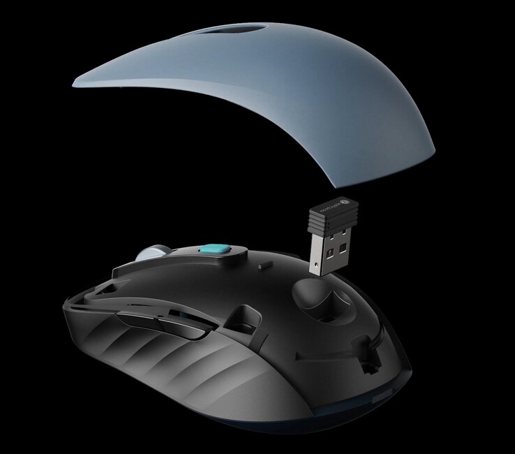 De Keychron BM25 heeft een magnetische bovenplaat die de opslagruimte voor de dongle afdekt. (Afbeeldingsbron: Keychron)