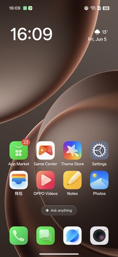 Oppo Find X9s Pro: Startscherm