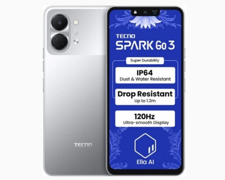 De Tecno Spark Go 3 smartphone heeft een 6,74-inch LCD-scherm (Afb. bron: Tecno)