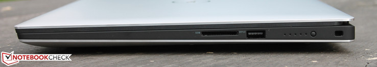 Rechts: SD-kaartlezer, USB 3.0, batterij-LED, Kensington Lock