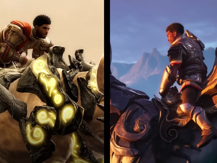 Een vergelijking tussen Guild Wars 2 (links) en Guild Wars 3 (rechts).