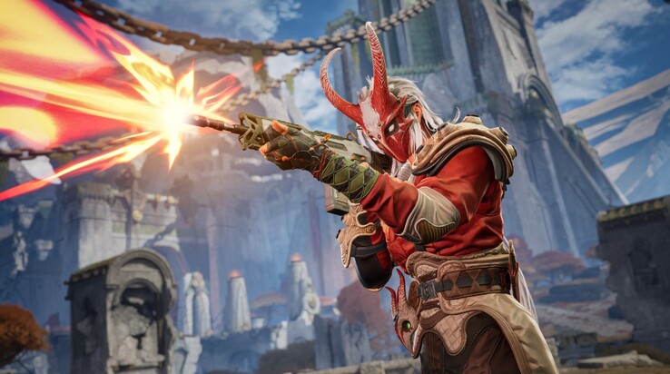 Een personage schieten in Highguard. 