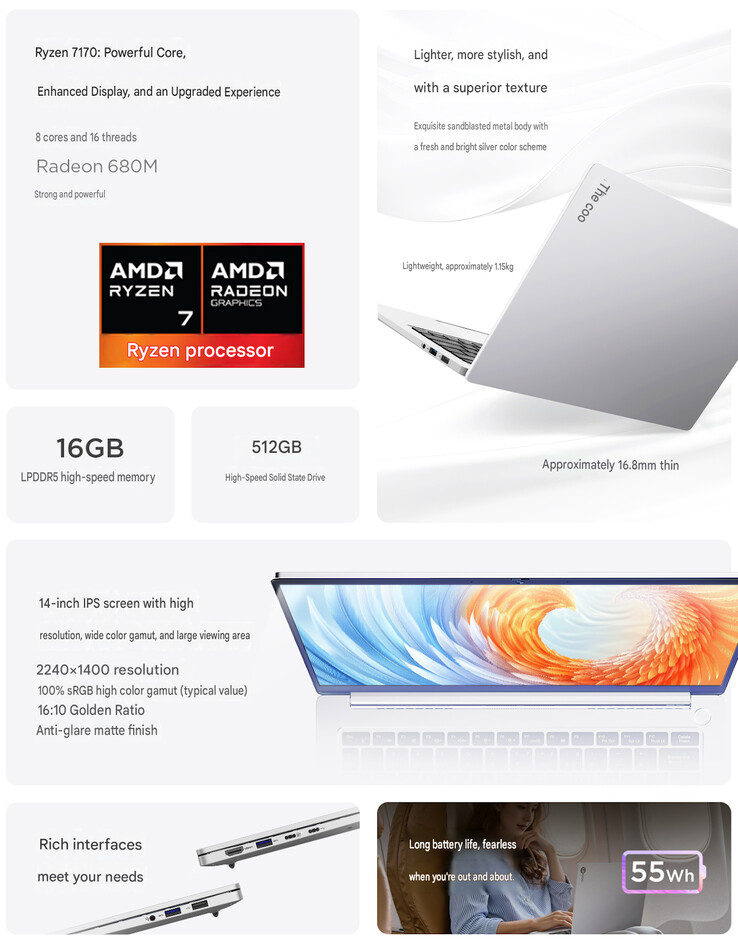 Belangrijkste kenmerken van de laptop (automatisch vertaald)
