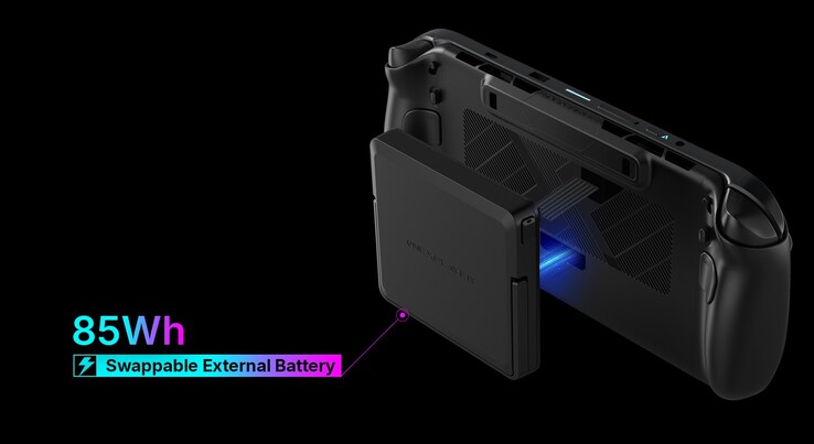 De OneXPlayer X2 Mini, een draagbare spelconsole, is voorzien van een verwisselbare batterij.
