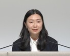 Lin Tao, CFO van Sony, tijdens de laatste presentatie van de kwartaalcijfers.