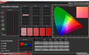 CalMAN: Colour saturation - natural colour profile, sRGB target colour space