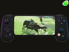 De ontwikkelaar raadt aan om over te schakelen op een andere Nintendo Switch-emulator genaamd Eden. Afgebeeld: een telefoon die een Switch-spel emuleert (bron: Backbone, Nintendo en Sudachi - bewerkt) 