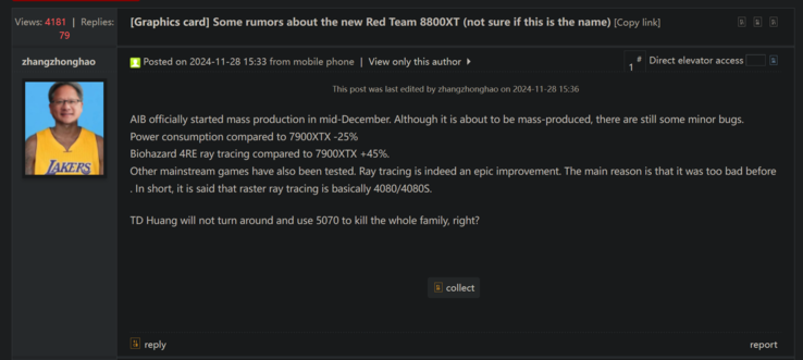 AMD Radeon RX 8800 XT geschatte prestaties (bron: Chiphell)