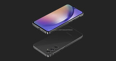 Een &quot;Galaxy A55&quot; render. (Bron: OnLeaks x MySmartPrice)