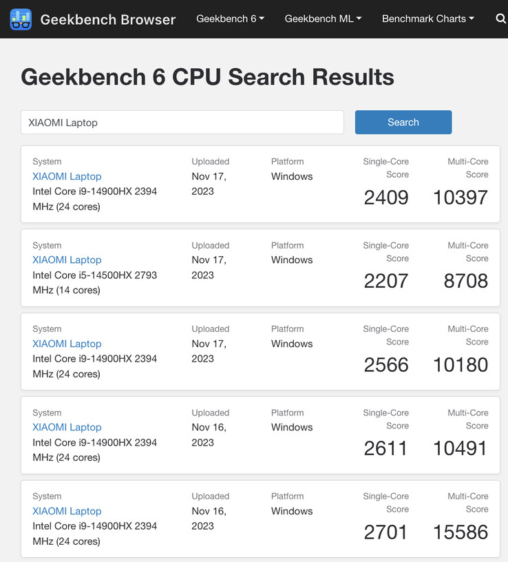 (Afbeeldingsbron: Geekbench)