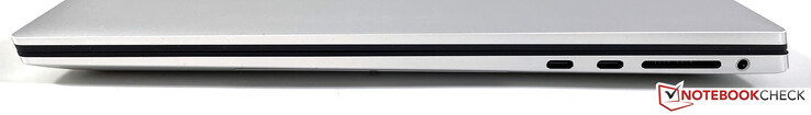 Rechts: 2x Thunderbolt 4 (USB-C 4.0 met 40 GB/s, Power Delivery, DisplayPort), SDXC-kaartlezer, 3,5-mm stereo