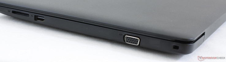 Rechterkant: SD kaartlezer, USB 2.0, VGA-uitgang, Noble Lock