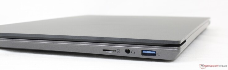 Rechts: MicroSD-lezer, 3,5 mm combi-audio, USB-A 3.0